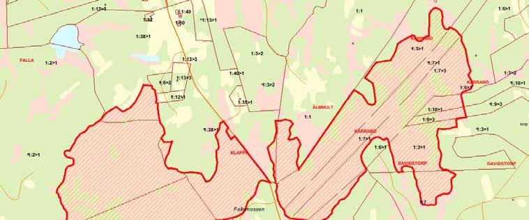 Länsstyrelsens bedömning Fallamossen är en av länets större sammanhängande mossar med höga naturvärden.