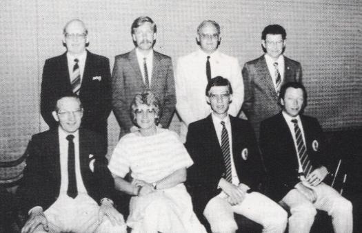 Förbundsstyrelsen jubileumsåret 1984 Övre raden: Karl-Erik Frisk, Leif Sällqvist, Bo Sturedahl, Torsten André Nedre raden: Göran Pettersson, Gunnie Wahlström, Bertil Karlsson och Bengt Johansson