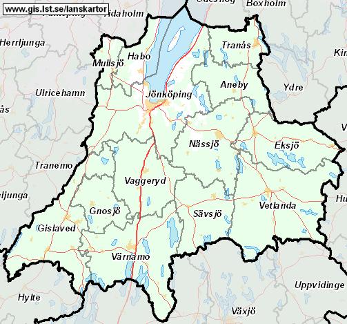 1.3 Jönköpings län Jönköpings län har (31 december 2014) 344 262 invånare fördelat på 13 kommuner, se Figur 1.