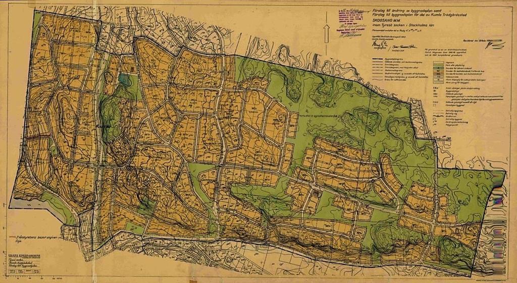 Byggnadsplan 65 med föreslaget planområde inringat med vitt Inom skrafferat område gäller befintligt förordnande enligt 113 BL (1947:385).