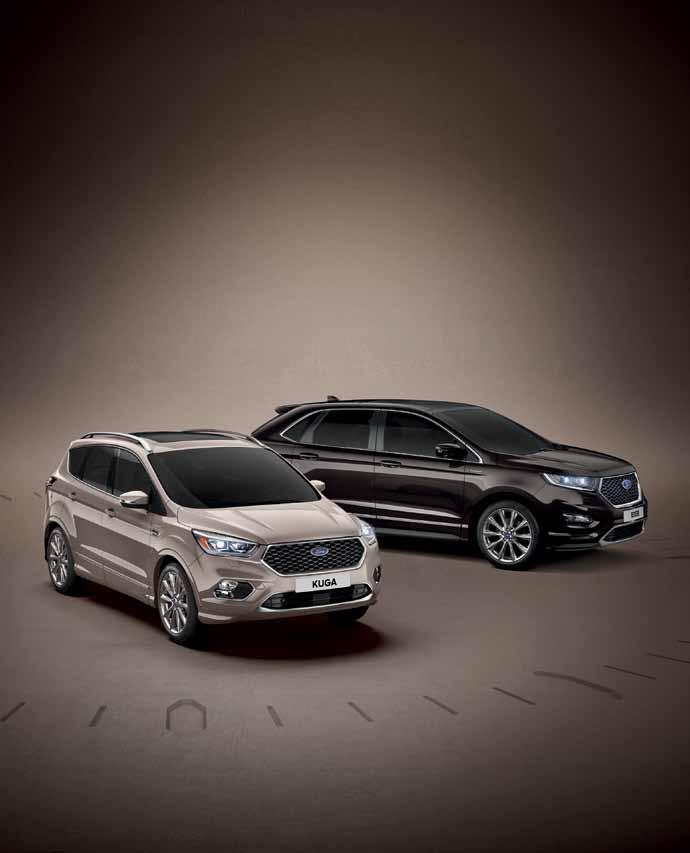 PERSONBILAR THE FORD MOTOR COMPANY PRESENTS DE ÄR HÄR NU. FORD KUGA VIGNALE OCH FORD EDGE VIGNALE. UPPLEV SANN LYX PÅ VIGNALE.FORD.SE SÖK ONLINE FORD VIGNALE Bränsledeklaration blandad körning: Ford Kuga: 5,2 l/100 km, 134 g CO2/km, www.