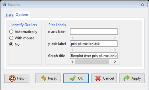 Boxplot Gör så här Välj Boxplot i Graphs menyn.