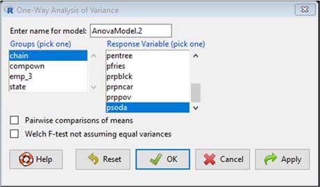 ANOVA test. I ett ANOVA test (Analysis of Variance) jämförs medelvärden från olika grupper.