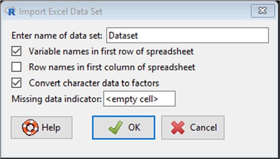 Att öppna en R datafil Välj load data set i Data menyn.
