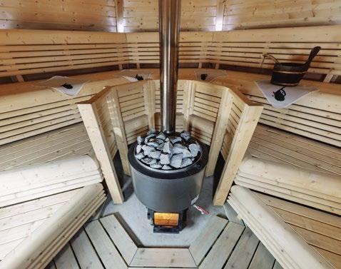 Även i panoramabastun är bastuaggregatet
