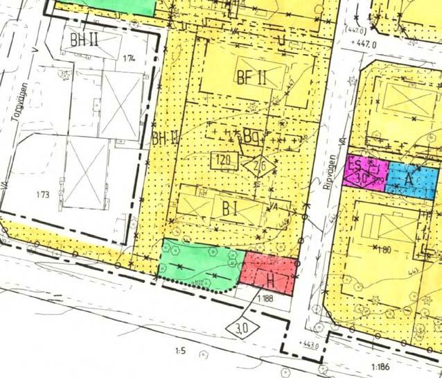 s.7 DETALJPLANER, OMRÅDESBESTÄMMELSER OCH FÖRORDNANDEN För planområdet gäller Förslag till ändring av byggnadsplan, del av Tuolluvaara, laga kraft 1988-03-21, arkivnummer 25-P88/16 (se figur 4).