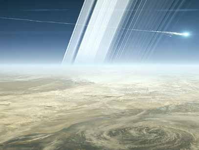 Illustration av rymdfarkosten Cassini när den gör sin sista resa ned genom Saturnus atmosfär.