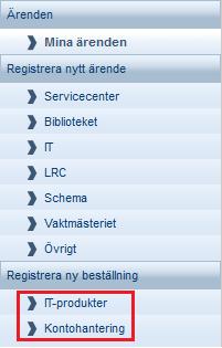 Mittuniversitetet Appendix Serviceportalen och Beställningswebben I beställningswebben läggs beställning av konton, nyckel, postfack, mobilabonnemang och Skype för