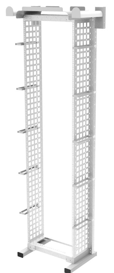 ODF-system LightMate LightMate ODF-stativ Stativ 19" med inbyggd kabelränna för enkel patch-hantering. Jordskena för 10 anslutningar samt ställbara väggfästen och fötter.