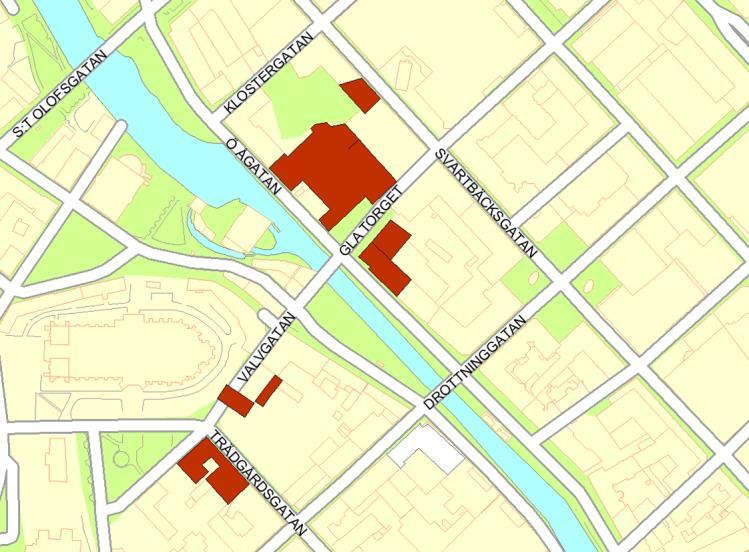 B Gamla torget Total lokalarea 23 400 m 2 kv Torget kv Trädgården VÄSTRA ÅGATAN kv Munken kv Rådhuset SLOTTSGRÄND TRÄDGÅRDSGATAN kv Fågelsången kv Domen MUNKGATAN kv S:t Erik Uppsala kommun 2015.