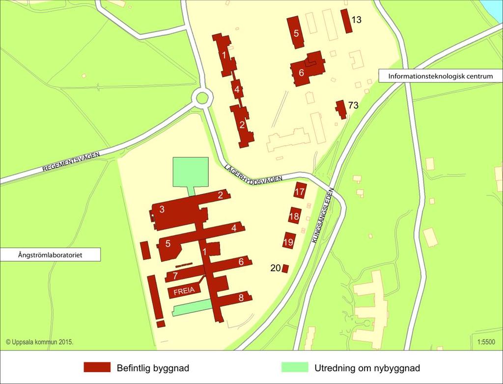 H Polacksbacken Total lokalarea 75 600 m 2 Intendenturområde Polacksbacken omfattar: Informationsteknologiskt centrum (ITC), som är inrymt i tidigare militära lokaler, ursprungligen uppförda i början