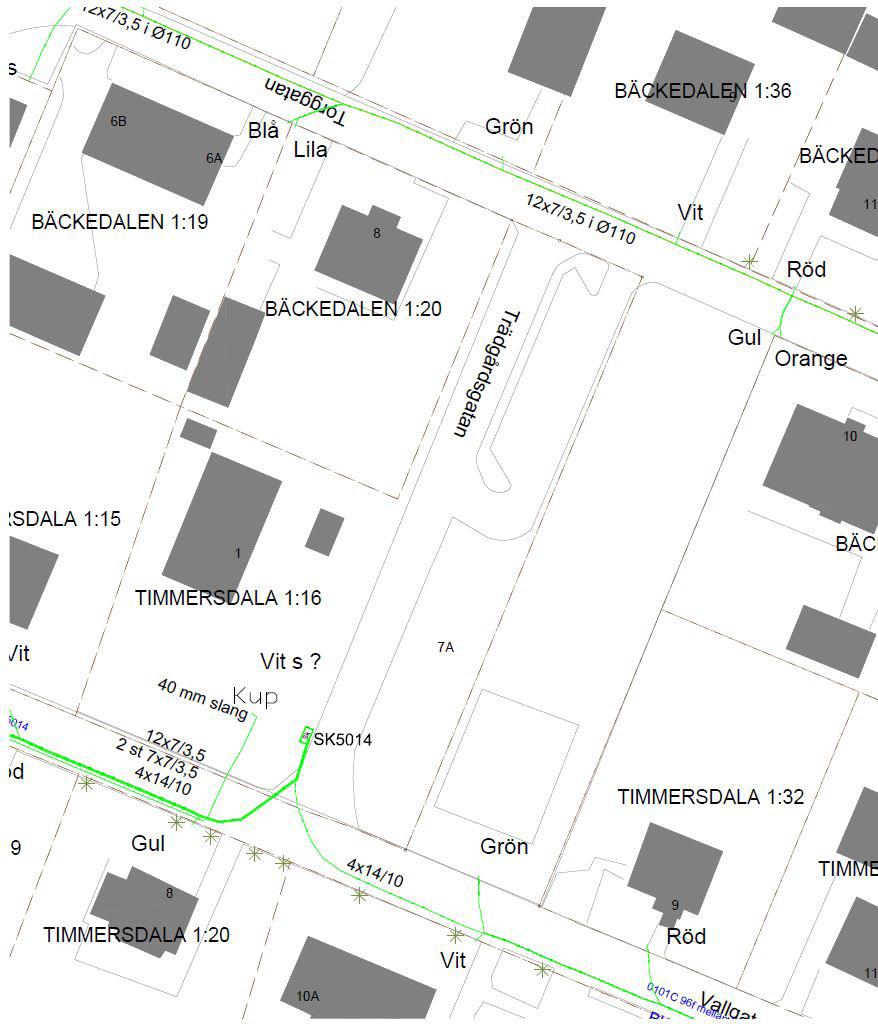 På plankartan är det prickmark mot Vallagatan och Torgatan för att reglera att bebyggelse inte hamnar närmare än 5 meter till gatorna.