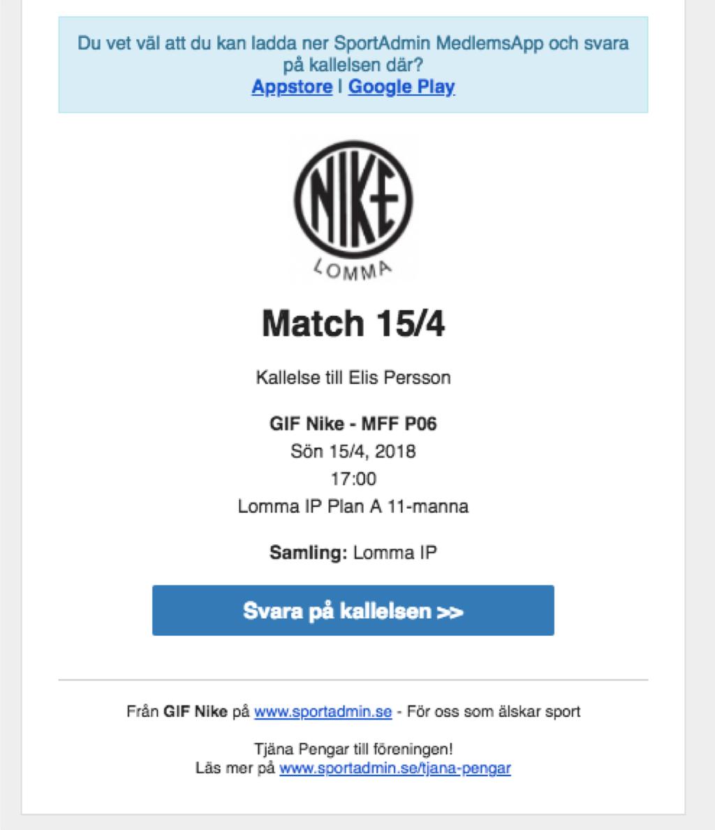 Närvaro När ni kallar medlemmar får dom ett mail där man klickar direct på en länk för att svara.