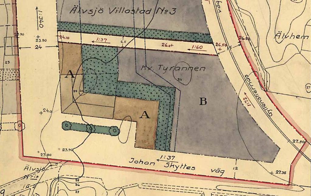 Sida 5 (17) Gällande plan, Pl 393, med planområde för den föreslagna planen inom den röda figuren.