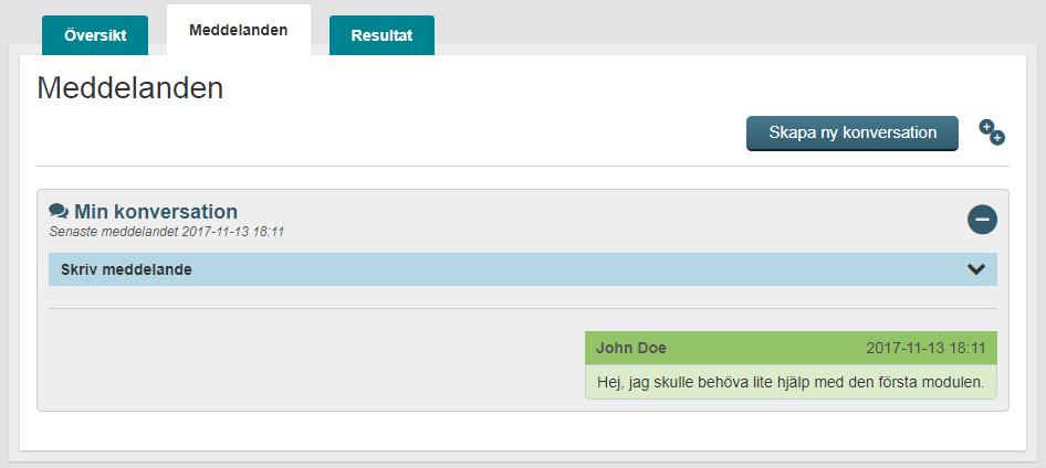 Man kan skapa konversationer och skicka meddelanden.