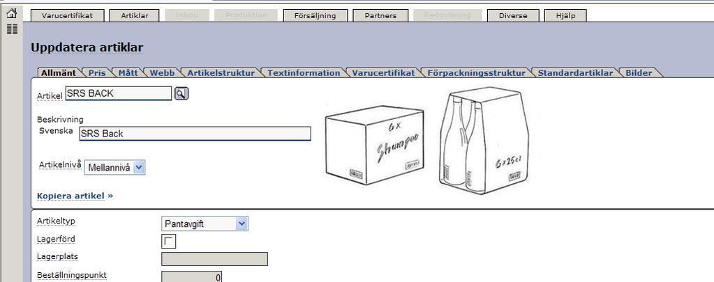 9. 4.1.1.1 Pantartiklar Om ni använder pantartiklar behöver ni lägga upp även dessa i artikelregistret.