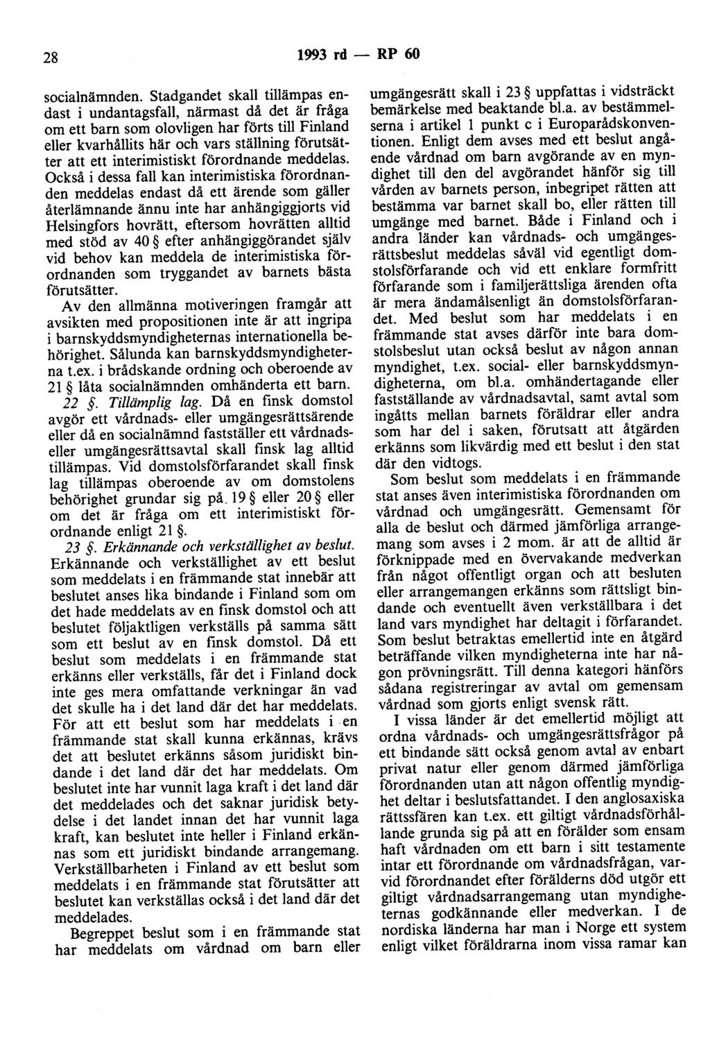 28 1993 rd - RP 60 socialnämnden.