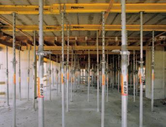 PERI MULTIFLEX Tidig formrivning, understödning av plattbärlag, rassäkring Understödning av plattbärlag Även prefabricerade plattbärlag kan understödjas med MULTIFLEX.