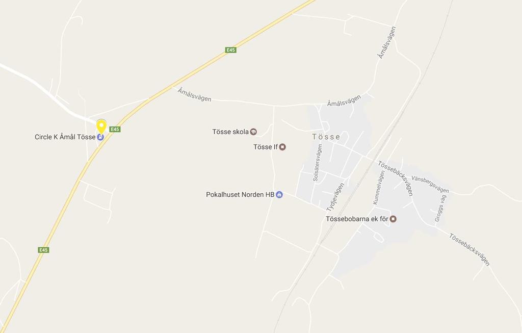 Figur 15. Placering av paketautomat i Tösse (Google Maps, 2017). 5.3.2 Fengersfors handel ICA Nära Även Fengersfors är en av de största tätorterna i Åmåls kommun.