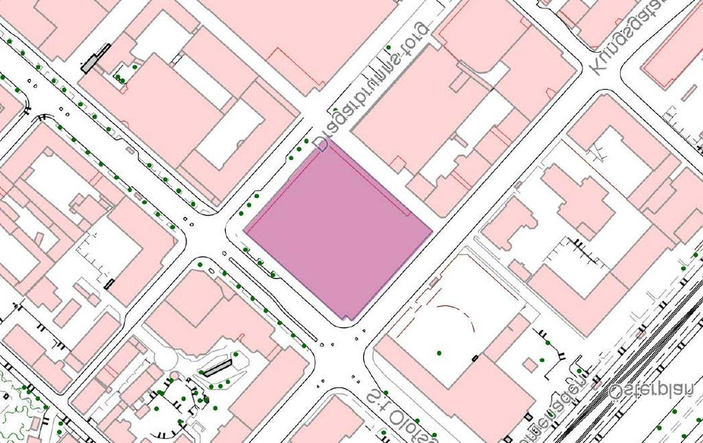 Karta som visar planområdet med omgivning.