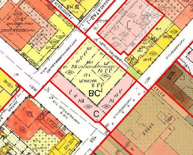 Karta som visar gällande detaljplaner i området. Stadsbild/landskapsbild Kvarteret ligger centralt i innerstadens rutnätsstruktur.