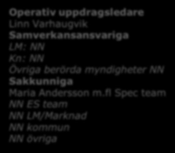 LM: NN Kn: NN Övriga berörda myndigheter NN Sakkunniga Maria Andersson m.