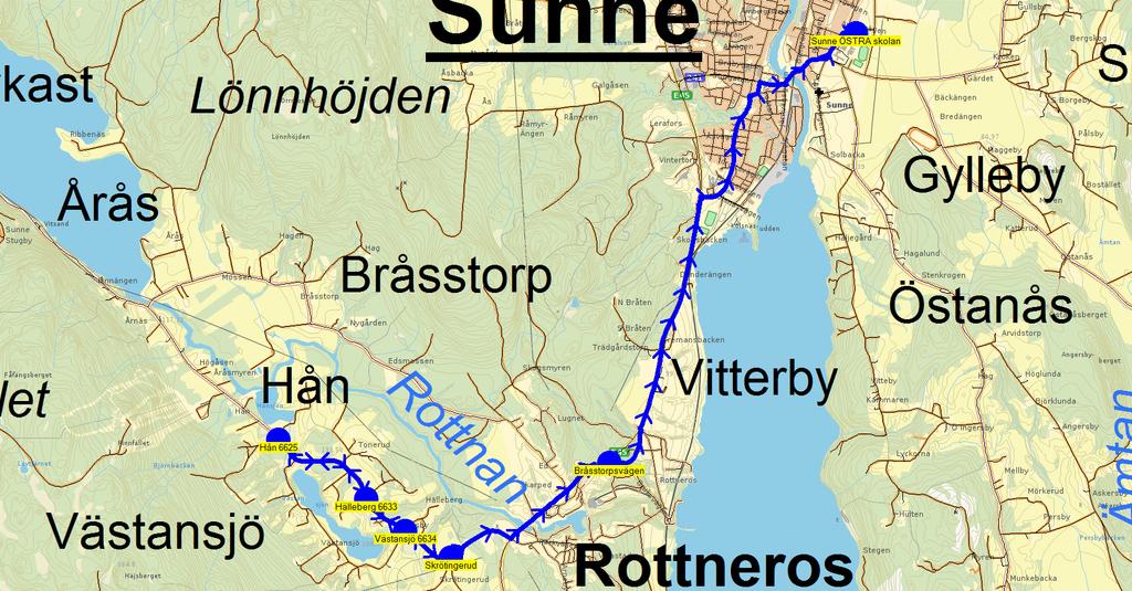 2015-08-10 16:09:23 Karta för Tur 6601 M - F Entreprenör Kils busstrafik Fordon 6601 Skolbuss 8 Sunne 6601 7.50 8.