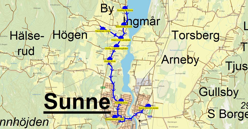 2015-08-10 16:09:37 Karta för Tur 6623 M - F Entreprenör FB/Jönssonbuss Fordon 6621 Skolbuss 12 Sunne 6623 7.55 8.