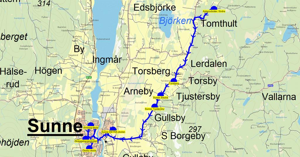 2015-08-10 16:09:52 Karta för Tur 6660 M - F Entreprenör FB/Hjerpebuss Fordon 6681 Skolbuss 13 Sunne 6660 7.50 8.