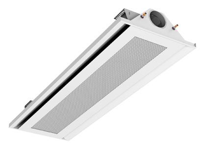 konferensrum, restauranger, butiker, stormarknader m.m. Installation: infälld i olika typer av undertak eller frihängande. Kapacitet: kyla 450 W/m, värme 1075 W/m.