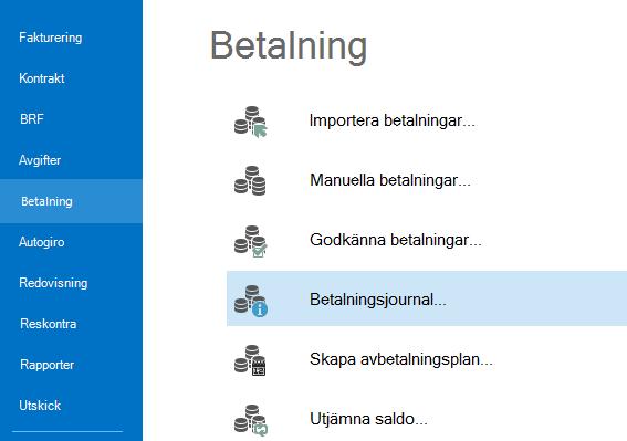 GODKÄNNA BETALNINGAR Har du valt att avbryta efter att ha läst in en fil och/eller lagt in manuella betalningar kan du godkänna allt i en klump genom att gå in på