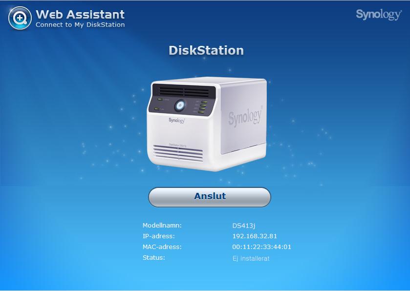 Kapitel Installera DSM på DiskStation Kapitel 3: 3 Efter att hårdvaran installerats måste operativsystemet DiskStation Manager (DSM) installeras på din DiskStation innan du kan använda det.