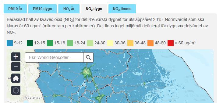 Uppdraget OSLVF tilläggsprogram 2016: Utifrån 2015 års kartläggning av halter kvävedioxid och partiklar (PM10) ta fram kartor för jämförelse med nationella miljömål samt beräkna antal exponerade för