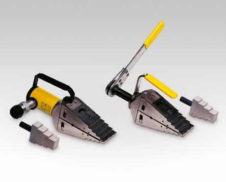Hydraulisk och mekanisk flänsspridare FSH-14 och FSM-8 med säkerhetsblock SB-1 FSH, FSM, STF Serien Toppspel / Maximal spridning 1) : 6 mm / 80 mm Maximal spridkraft: 8-14 ton Maximalt arbetstryck: