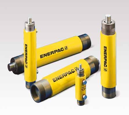 BRD-Serien, industricylindrar Från vänster till höger: BRD-10, BRD-96, BRD-6, BRD-41, BRD-166 Stor precision och hög cykelprestanda Hastighetstabell Se i tabellen över Enerpac Cylinderhastigheter i