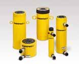 Dubbelverkande cylindrar med lång slaglängd Kapacitet: 10-520 ton Slaglångd: 57-12 mm RR Serien Maximalt arbetstryck: 700 bar Cyl. inner diam. E Kolvstångsdiam. F Avst.cyl. botten till oljeinlopp H Avst.