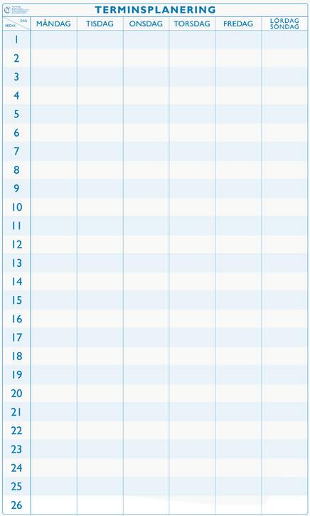 Läsårsplanering LÄSÅRSPLANERINGEN HAR väggplanschformatet 70 x 100 cm och ger därmed överskådlighet till hela det kommande läsåret.