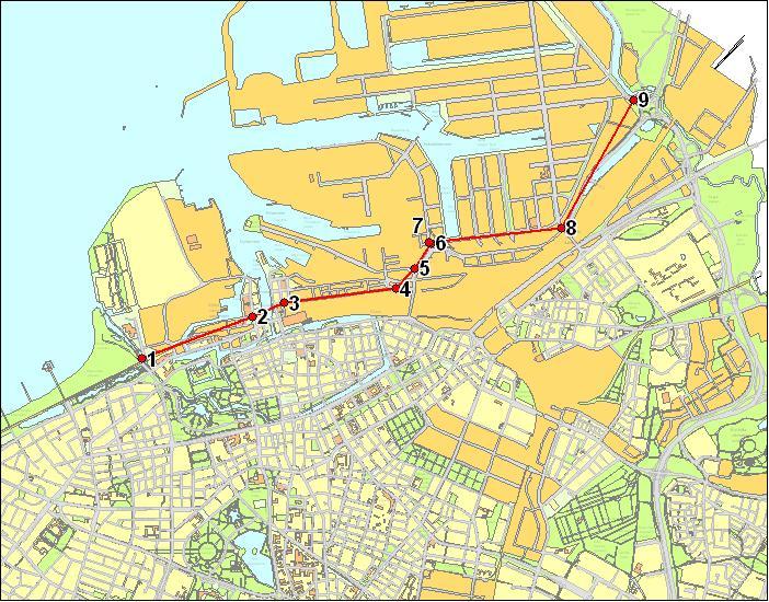 Flöde, bilar/medelvardagsdygn 1. Varvsbron NO Mariedalsvägen 2. Nordenskiöldsgatan S Bassänggatan 3. Carlsgatan O Stormgatan 4. Carlsgatan O Frihamnsallén 5. Grimsbygatan V Västkustvägen 6.