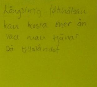 Tanken med denna verksamhet är att låta studenterna visualisera de flerdimensionella aspekterna i frågan samt ge en användbar struktur för diskussionen i nästa steg.