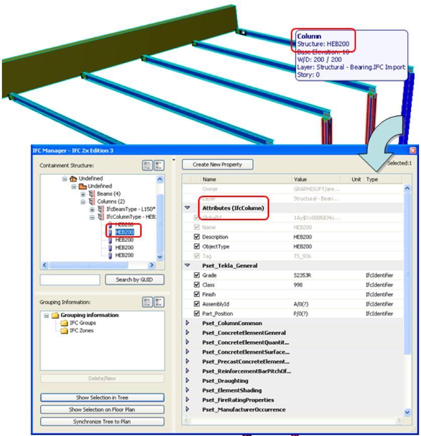 Obs: Element som importeras till ARCHICAD och inte har någon motsvarighet i ARCHICAD konverteras till Objekt (till exempel objekt av balktyp eller ytskiktstyp).