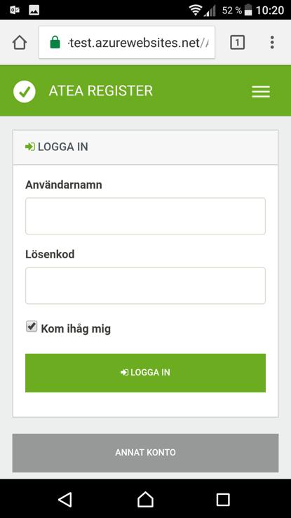 klicka på Logga in