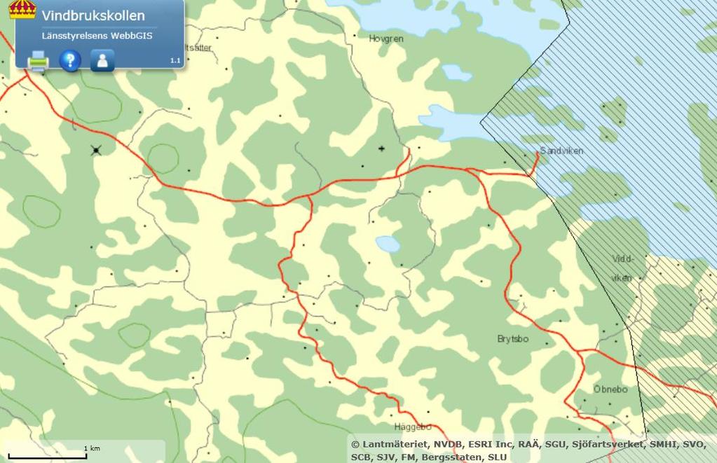 Delprojekt Jonsberg: Områdesbeskrivning Projektområdet ligger ca 2 km från riksintresse