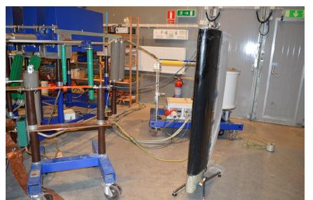 Figur: Laboratorieuppkoppling åskprov Nedan redovisas kortfattat erfarenheterna från testerna. En detaljerad beskrivning redovisas i bilaga B.
