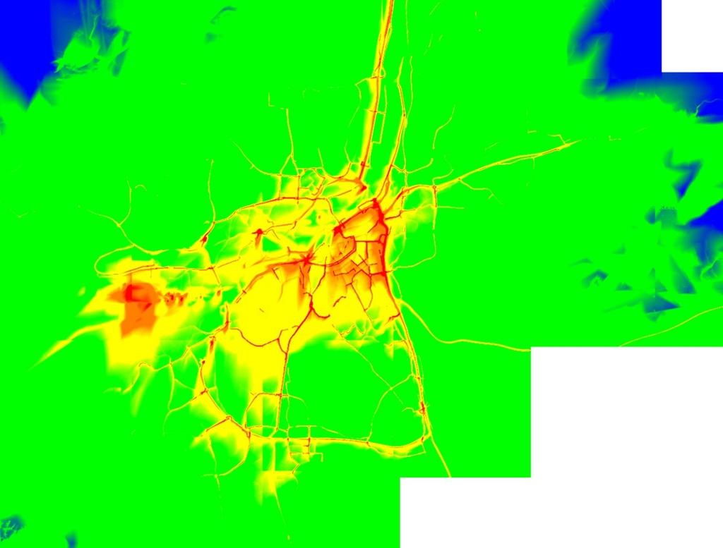 Figur B9:3 Beräknad halt i luft av kvävedioxid (µg/m 3 ) som 98-percentil för