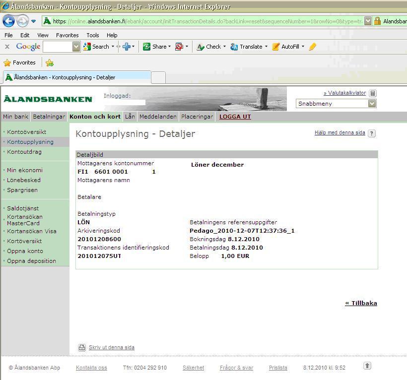 HANDBOK pedago l ö n 112 Skapa fil som raderar betalning Programmet kan skapa en il fo r att radera en redan iva gsa nd betalnings