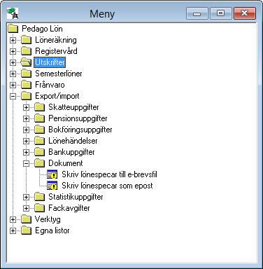 HANDBOK pedago l ö n 120 Utskrift av lönespecifikationer i Postens e-brevsformat eller HTML-format.