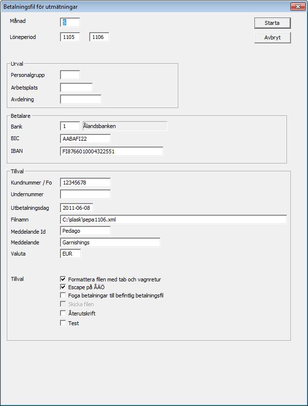 IMPORT OCH EXPORT 177 Rutinen skapar en betalnings il med fackavgifter som kan sa ndas till banken som en vanlig SEPA-Fil.