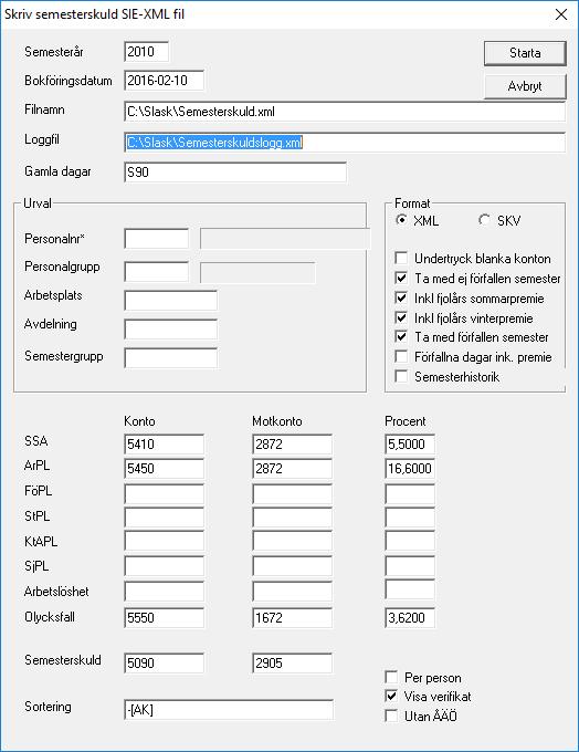 HANDBOK pedago l ö n 200 Skapa semesterskuldsfil i SIE-XML format Rutinen skapar en il med konteringar, utga ende fra n det bera knade semesterunderlaget.
