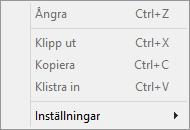 De gra a alternativen a r inaktiva ifall de inte a r tillga ngliga fo r tillfa llet. Nedan inns en kort fo rklaring till de alternativ som oftast a r i funktion.