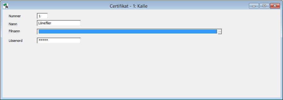 Certifikat Ha r kan du ange namn och so kva g till certi ikat som sedan kan anva ndas fo r att signera skapade transaktions iler eller kontrollera signaturer pa inkomna transaktions iler Skapa och